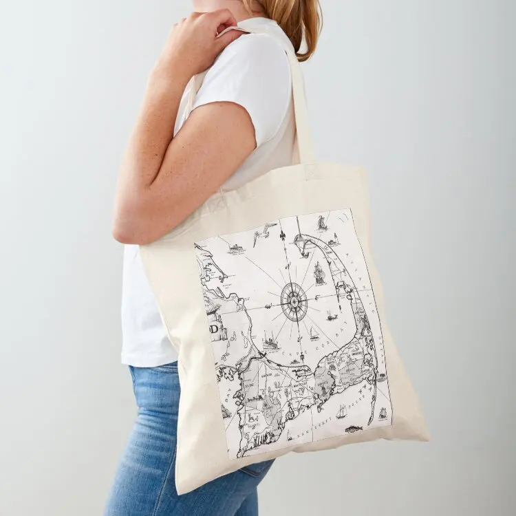 

Vintage Map of Cape Cod BW Tote Bag tote bag university shopper bag woman university shopper tote men's