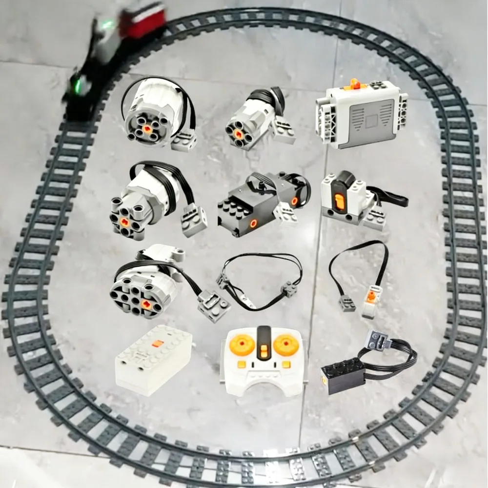 

MOC Building Block Assembly Toy City Rail Train Converter Receiver Remote Control Battery Box Motor Extension Cable Accessories