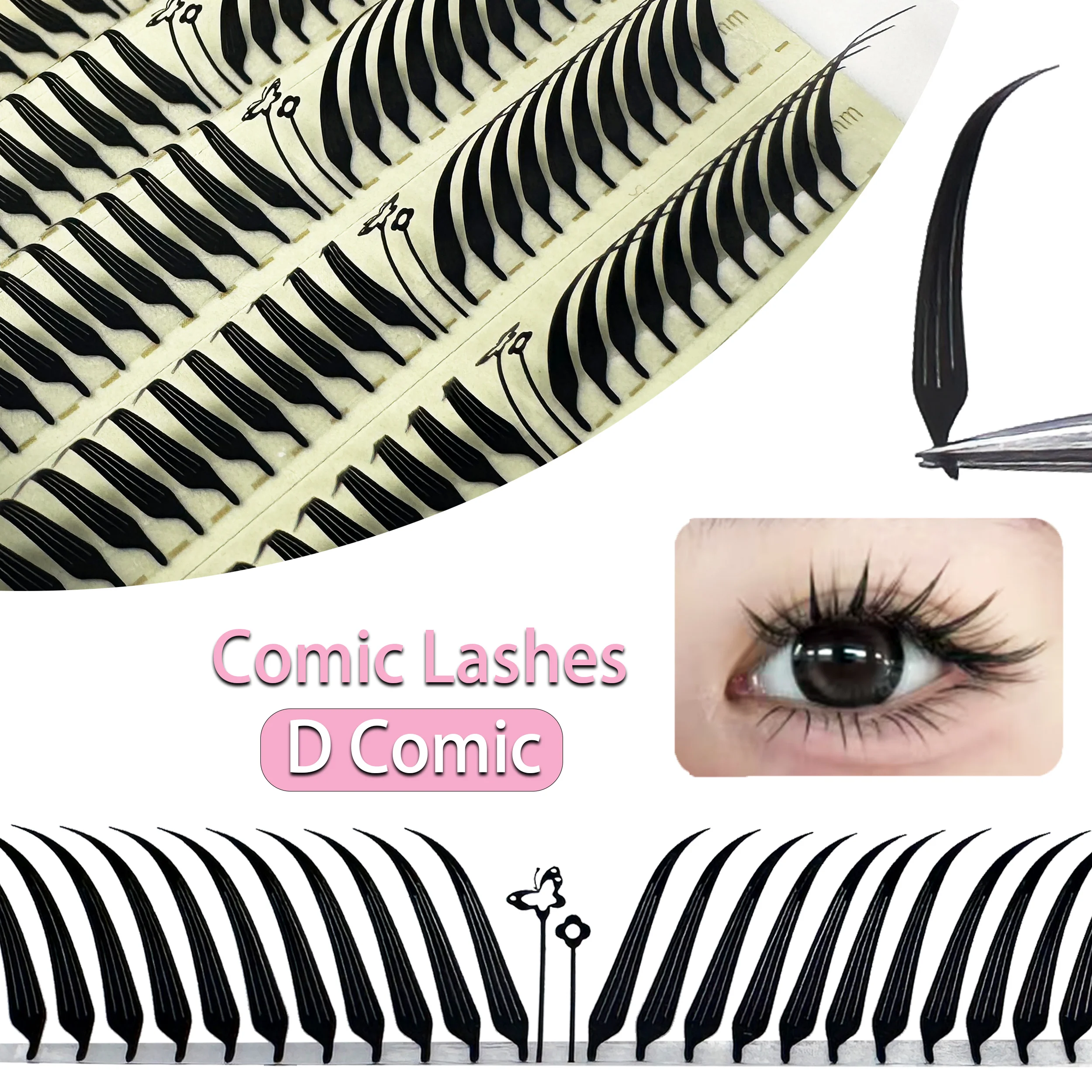 MIOFIA Lisie Rzęsy Anime Gotowe Rzęsy Manga Sztuczne Rzęsy Piórkowe Naturalne Lekkie Komiksowe Rzęsy Spire do Makijażu