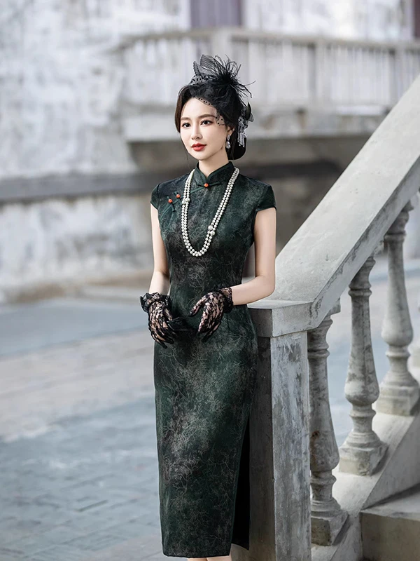 ele-long-bla-ey-new-chinese-sle-mom's-dr-retro-sensation-slimming-daily-large-size-women's-traditional