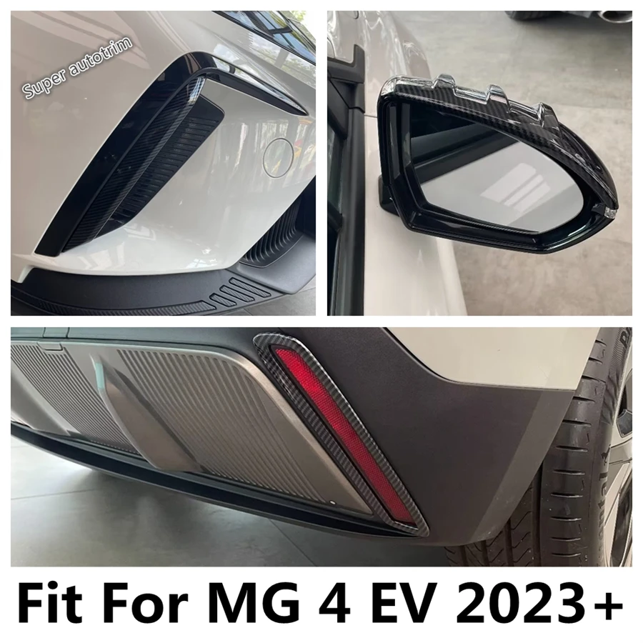 

Rearview Mirror Cap Shell / Front Rear Fog Light Lamp Cover Trim For MG 4 EV 2023 2024 Black / Carbon Fiber Interior Accessories