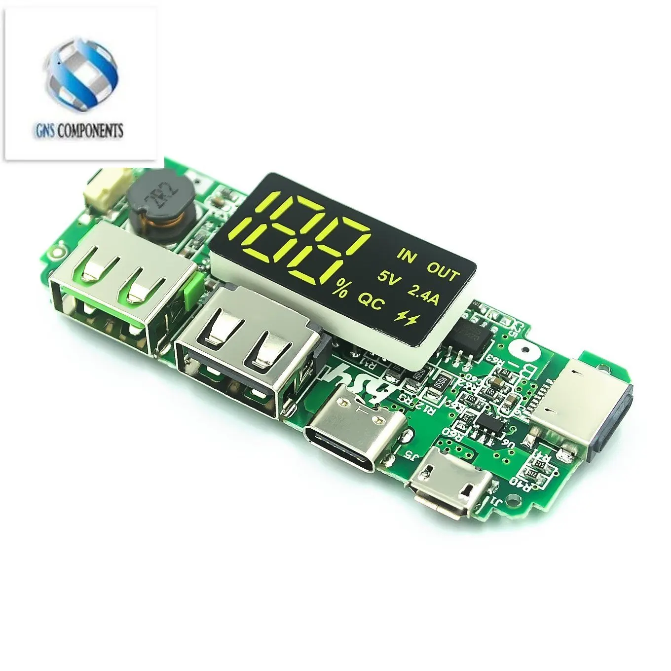 LED Dual USB 5V 2.4A Micro/Type-C USB Mobile Power Bank 18650 Charging Module Lithium Battery Charger Board Circuit Protection