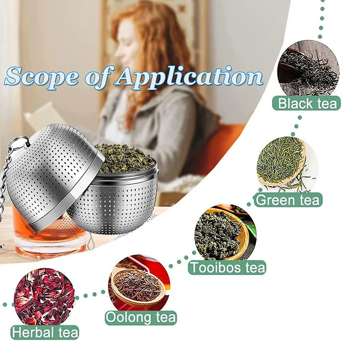 

ABZSTea Infuser, Stainless Steel Tea Strainer, Ball Mesh Tea Strainer, for Tea, Spices and Most Cups and Teapots