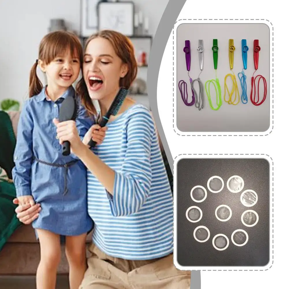 1 pz Mini Kazoo In Metallo Con 10 Diaframmi Cinghia Copertura Antipolvere Per Principianti Classe di Musica Del Capretto Facile Cambio di Tono Regalo Di Compleanno Portatile