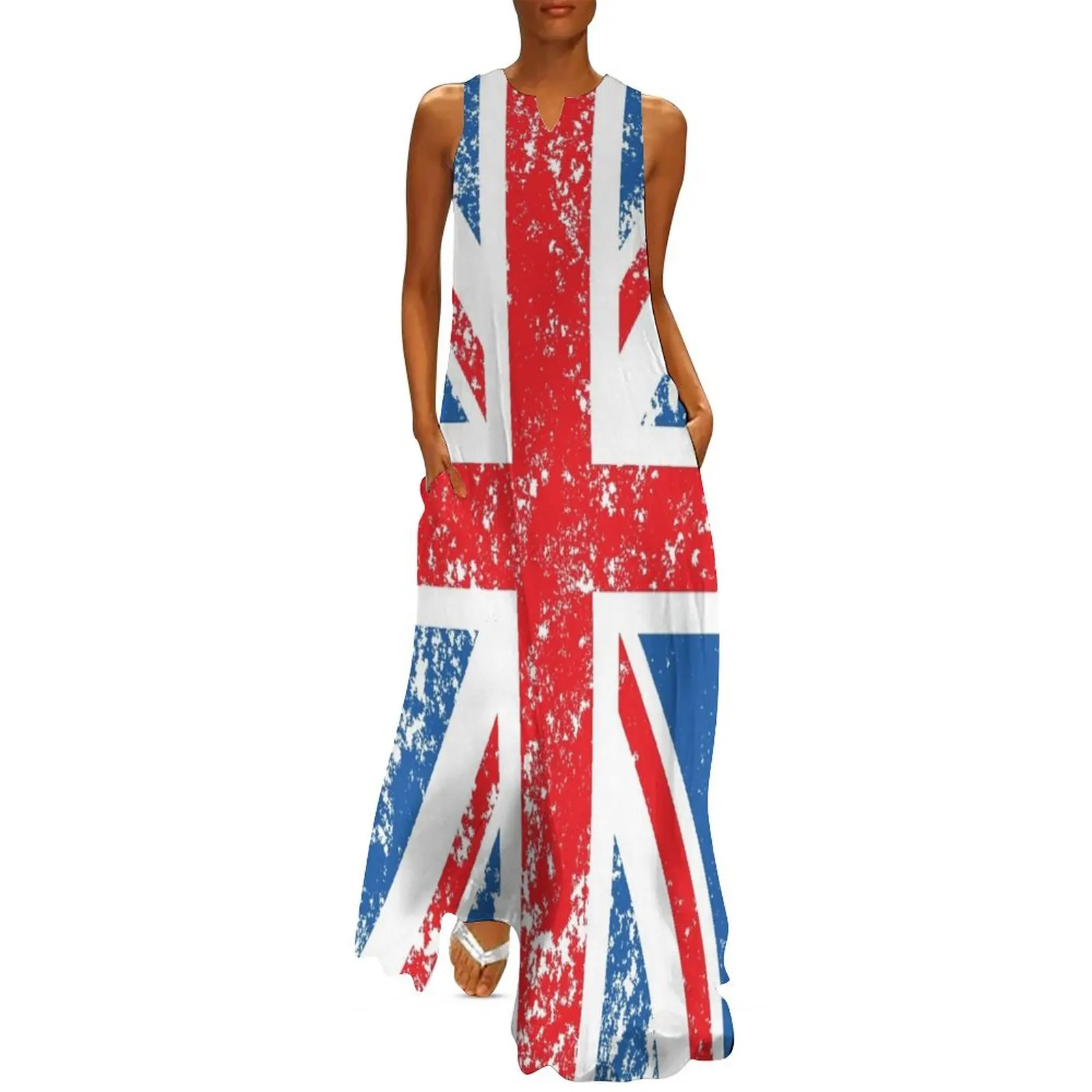 

Distressed Effect Union Jack/Flag Long Dress dresses for prom Women's dress dress dresses Summer skirt