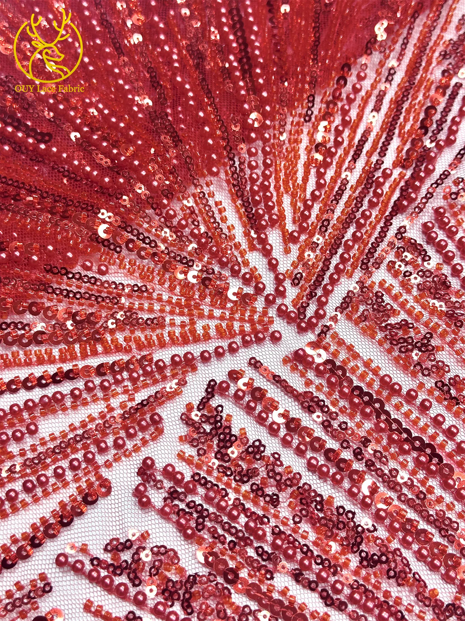 Afrikanischer Perlen-Spitzenstoff 2026 Heißer Verkauf Nigeria Französischer Tüll-Pailletten-Spitzenstoff für Party-Abendkleid-Nähmaterial 5 Yards – Detail 33