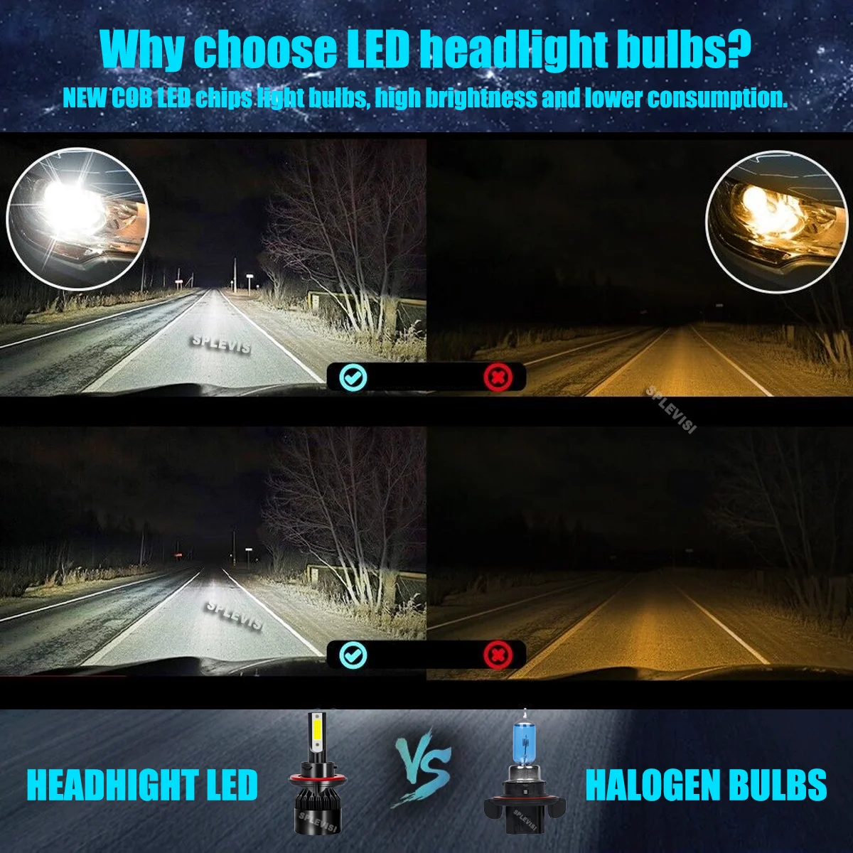 2 قطعة H13 المصباح سيارة LED لمبات كريستال واضح الرؤية لفورد F-150 2004 2005 2006 2007 2008 2009 2010 2011 2012 2013 2014