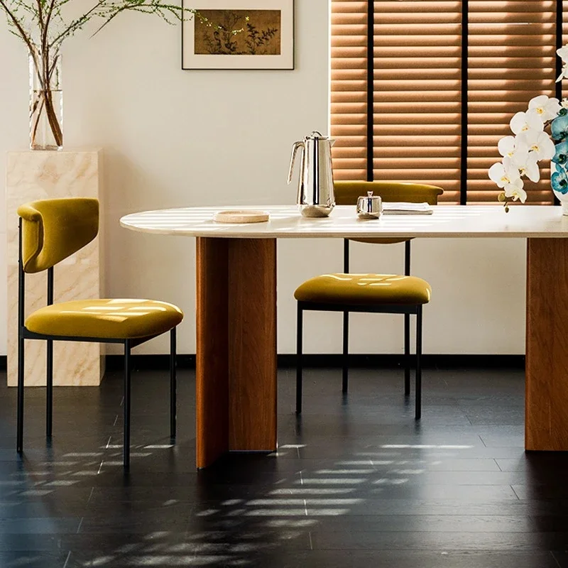 /Travertine rock slab dining table, anti-scratch, anti-scalding and anti-seepage color, round table