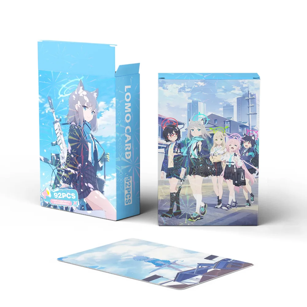 92PCS Blue Archive Anime Lomo Cards & Mini Stickers Set - Game Character Photocards Perfect Collection & Gift for Fans
