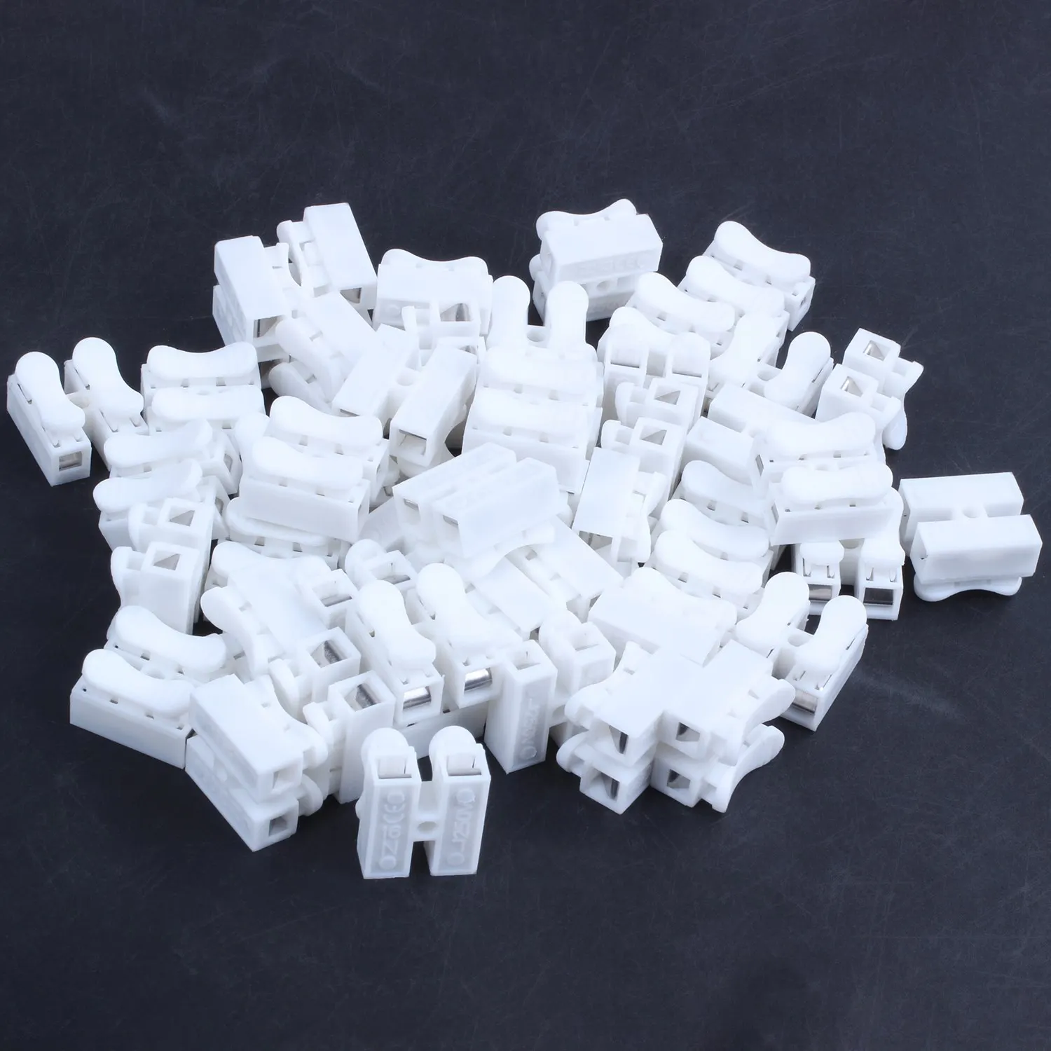 50PCS CH2 Spring Quick Wire Connector Cable Clamp Terminal Block Connector for LED Strip Light