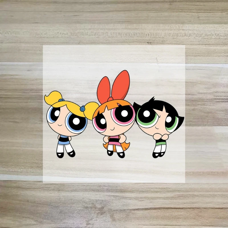 2 قطعة الكرتون الفتيات Powerpuff ملصقات نقل الحرارة بقع الكي قابل للغسل DIY بها بنفسك المرأة تي شيرت ملصقات نقل الحرارة