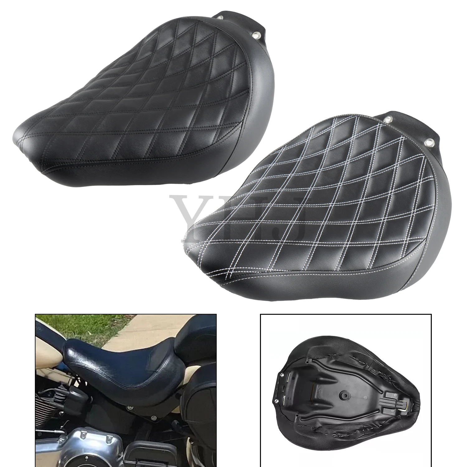 

Black Front Driver Butt Bucket Solo Seat For Harley Motorcycle Softail Fat Boy EFI FLSTFI Peace Office SE FLSTF 2007-2017