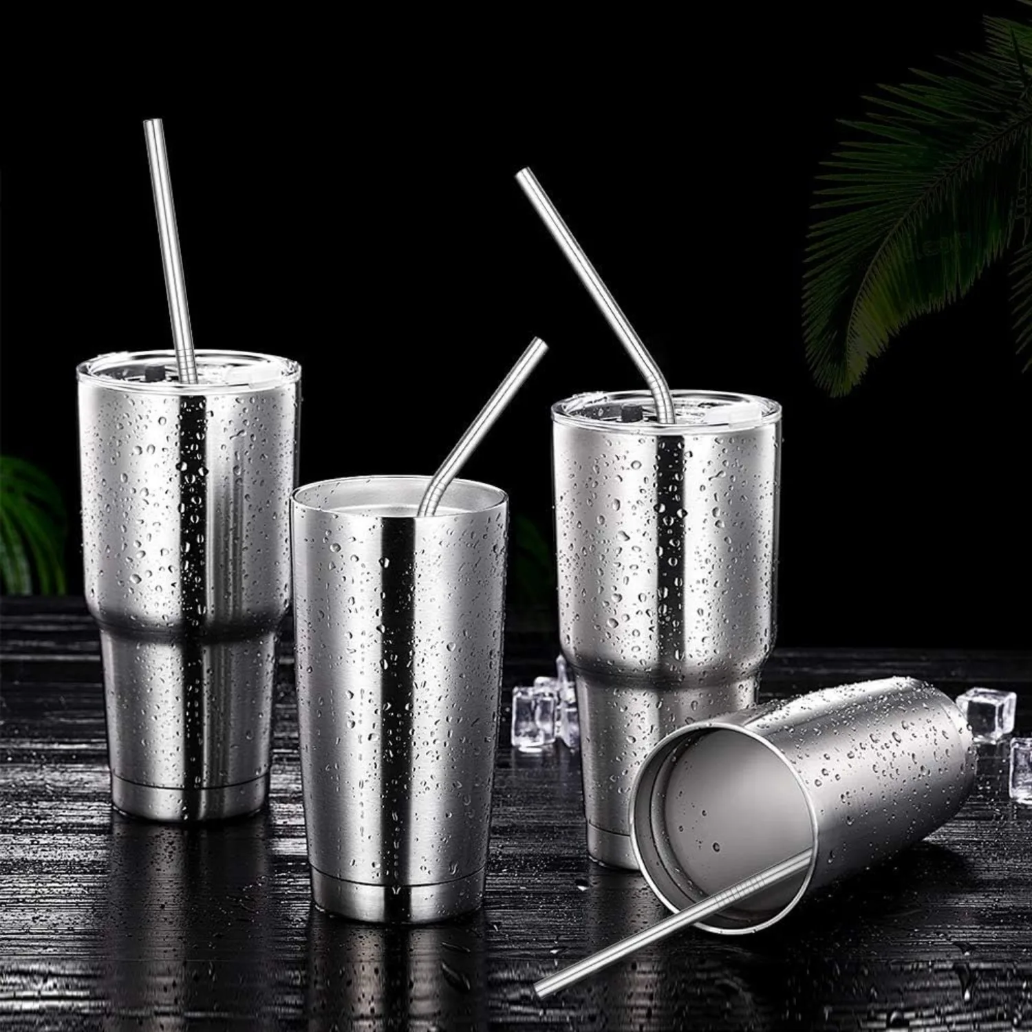 12-Pack Reusable Stainless Steel Metal Straws with Case - Long Drinking Straws for 30 oz and 20 oz Tumblers Yeti Dishwasher Safe