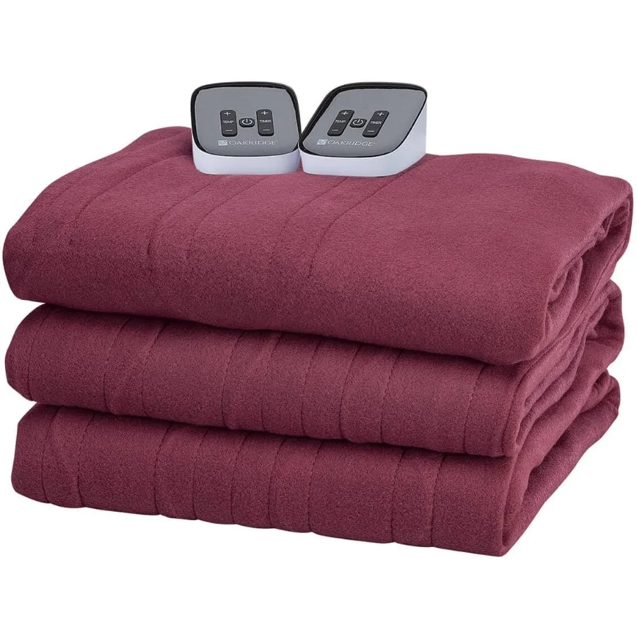 

Digital Comfort Fleece Heated King Blanket - Burgundy 100 Polyester Machine Washable Oeko-TEX Certified Perfect for Warm Nights