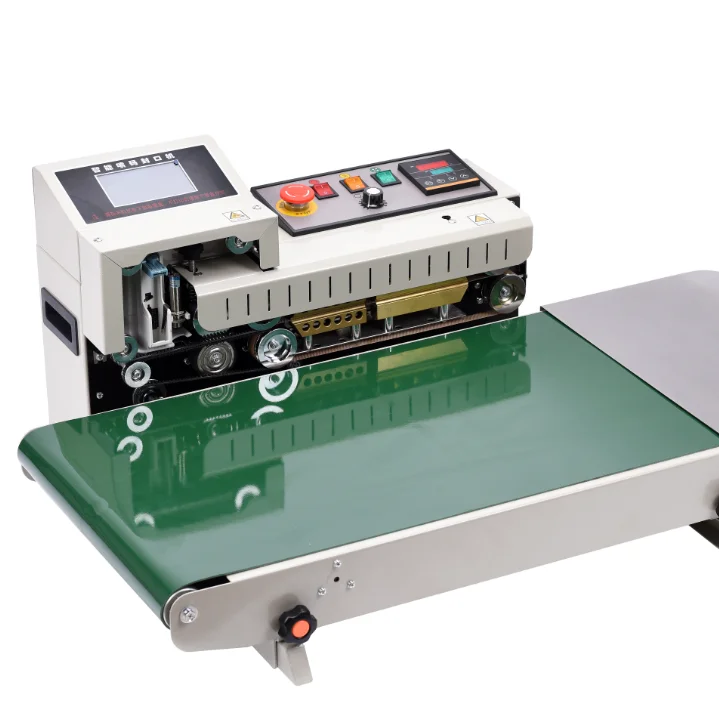 Inkjet Printing Smart Industrial Plastic Aluminum Foil Bag Sealer Continuous Band Expiry Date  Widen Sealing Machine