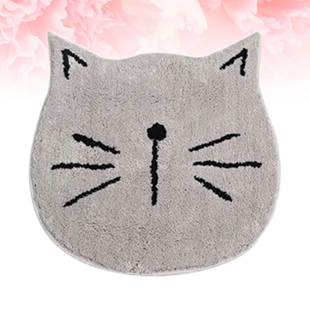 

Cat Shaped Bathroom Mat Grey Non Slip Soft Comfortable Touch Bath Rug 60x60cm Water Absorption Floor Mat Bathroom Accessories
