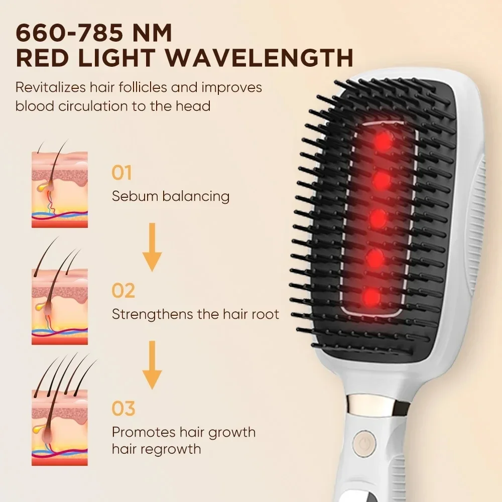 EMS Electric Scalp Massage Comb Anti Hair Loss Red Light Therapy Hair Growth Massage Scalp Brush Liquid Oil Applicator Hair Care