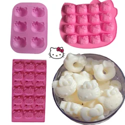 Molde de silicona para helado de Hello Kitty, DIY para jabón molde para pastel, Chocolates, paletas, congelador, herramientas para hornear Chocolate, molde lindo