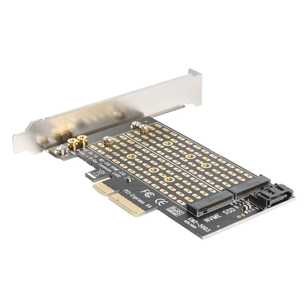 M.2 NVME to PCIE Adapter M+B Key NGFF SSD to PCI-E 3.0 X4 SATA for Expansion Card Household Computer Accessories