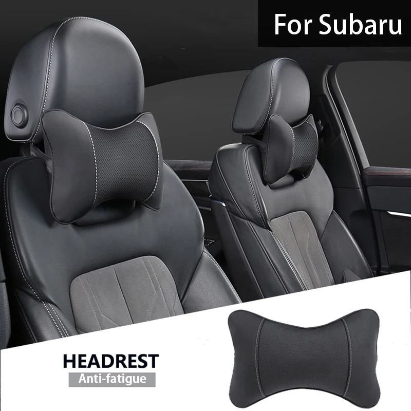 1Pcs Car Seat Headrest Leather Auto Interior Head Neck Pillow For Subaru Forester Crosstrek Legacy Impreza Outback XV STI Mpreza