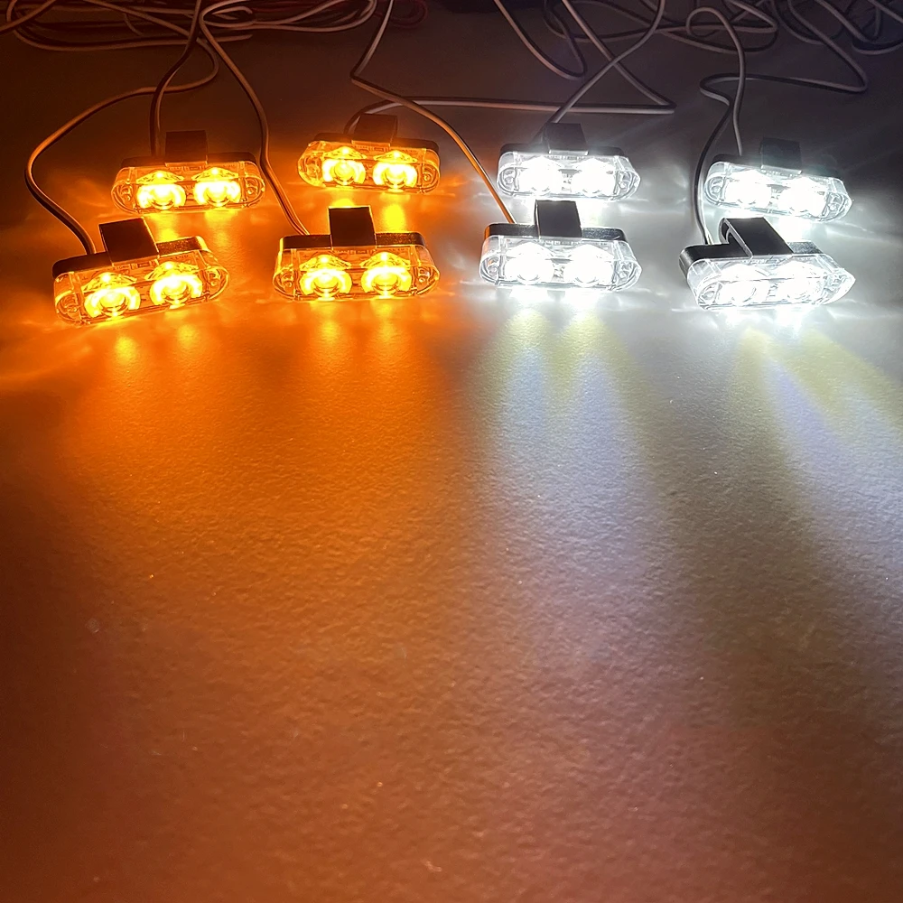 2 LED Vehicle Clip Signal Light Universal Car Front Grille Emergency Strobe Light Yellow LED Flash Lamp DIY Accessories - view 5