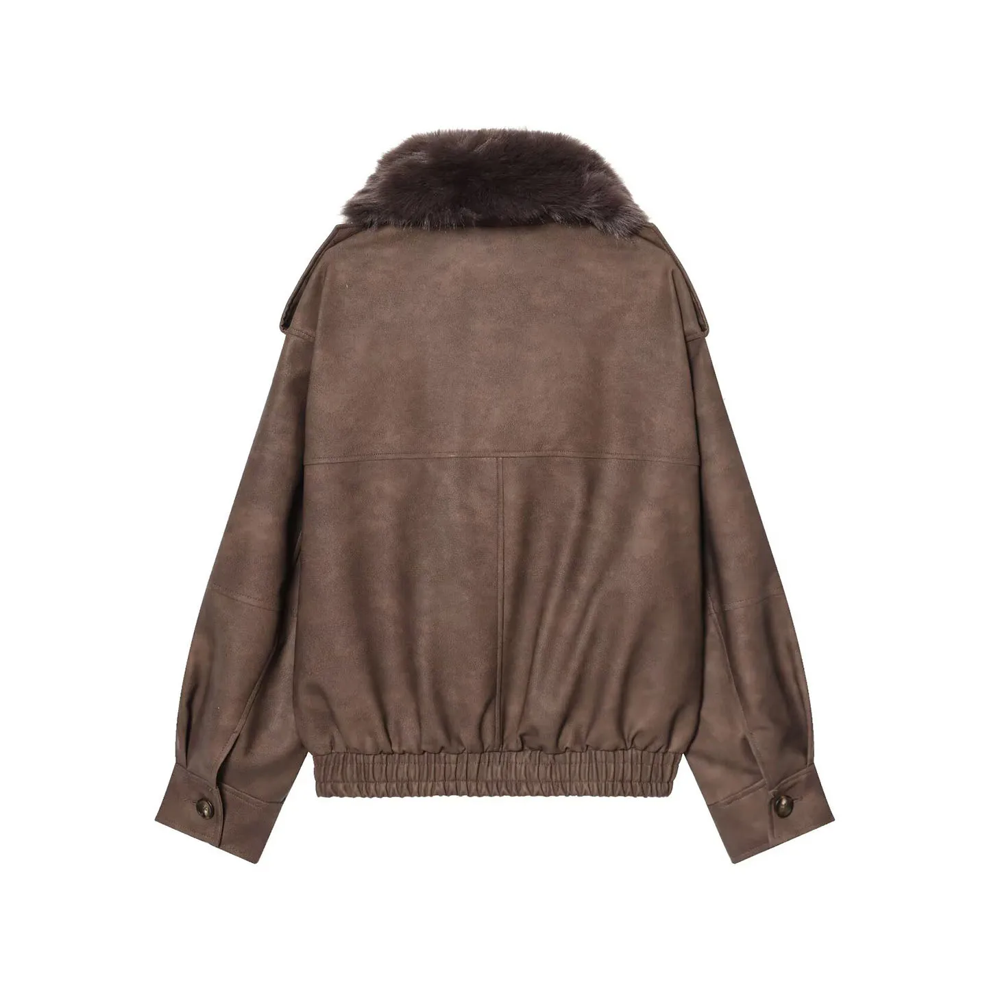 Faionable-abrigo de cuero con cuello desmontable para mujer, abrigo de motociclista Jaet, otoño 2025 Z, cierre de cremallera largo, ajuste Regular