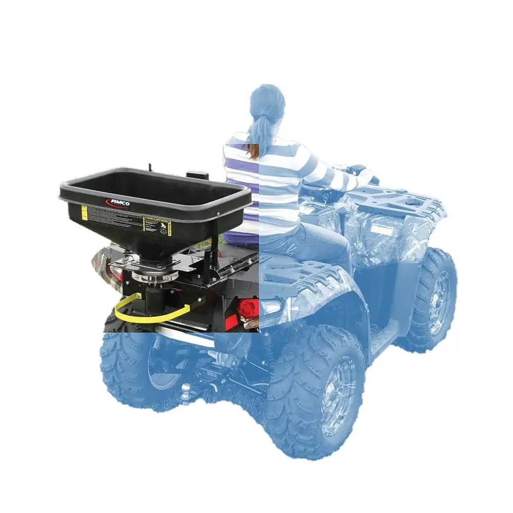 ATV Dry Material Spreader 145 lbs Capacity Polymer Hopper Adjustable Slide Gate Stainless Steel Radial Fan Variable Speed