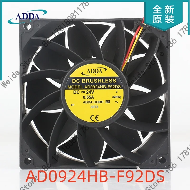 Original factory-made ADDA product. Xiehui AD0924HB-F92DS 9038 90X90X38MM 24V 0.55A three-wire bearing fan