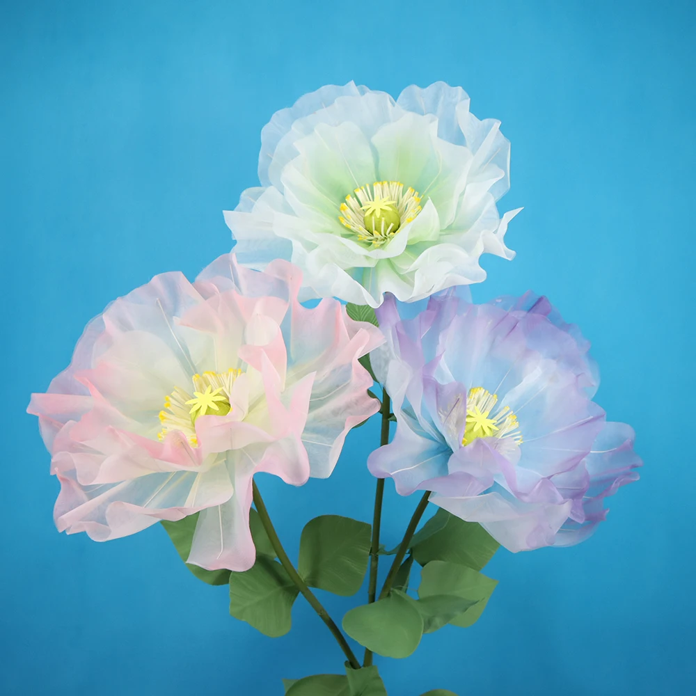 

High-quality Artificial Giant Double-layered Poppy Gauze Flowers Outdoor Christmas Supplies Valentine's Day Living Room Decor