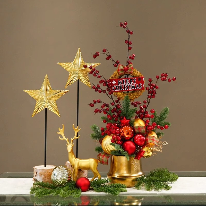 Christmas Table Flowers Desktop Theme Scene Layout Decoration Ornaments