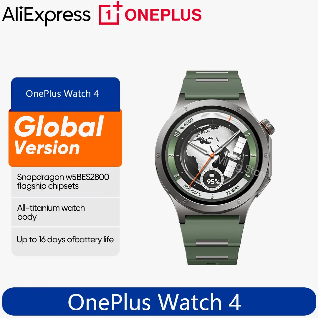 Глобальная версия умных часов OnePlus Watch 4. До 16 дней автономной работы. Корпус из титана. Смарт-часы.