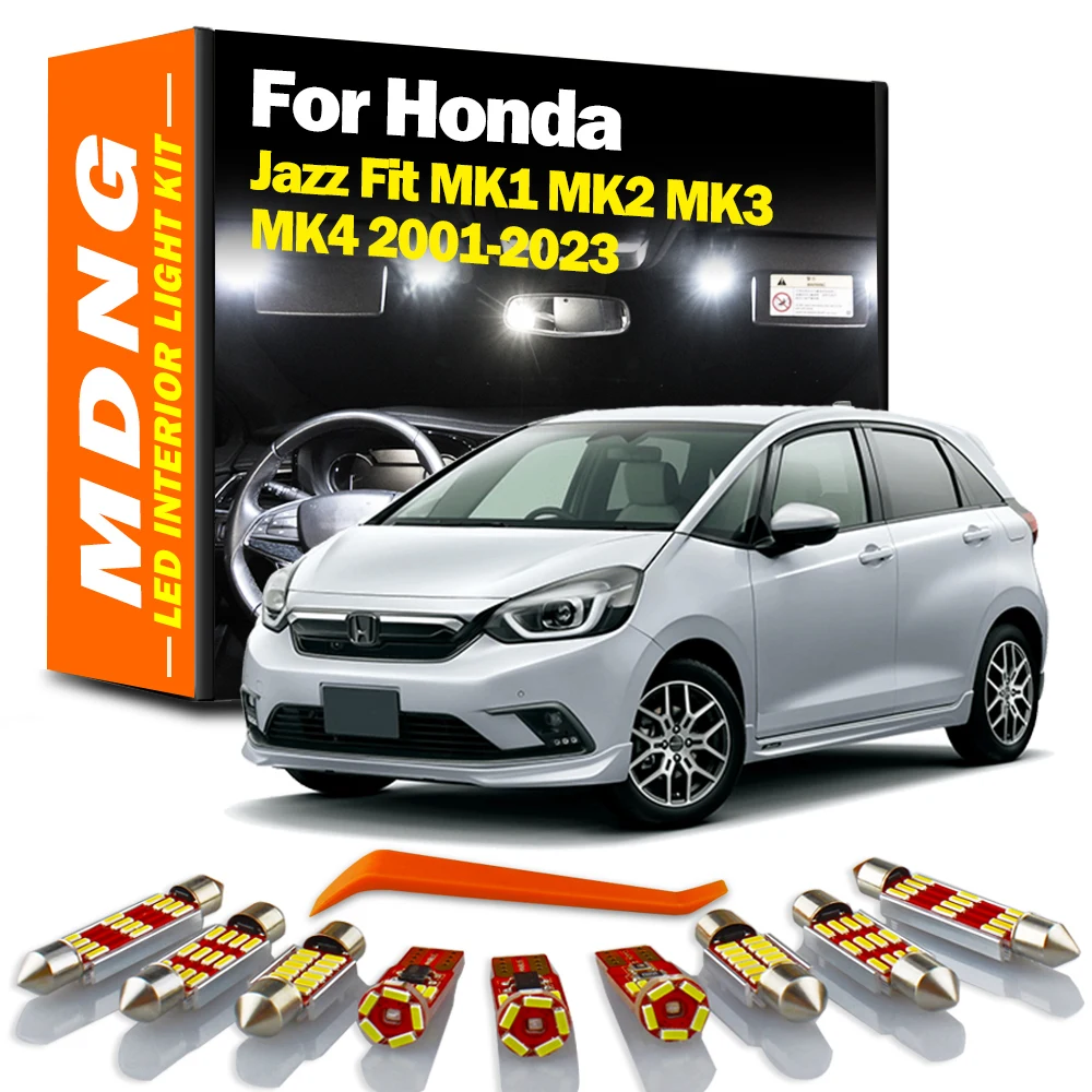 MDNG For Honda Jazz Fit MK1 MK2 MK3 MK4 2001- 2017 2018 2019 2020 2021 2022 2023 LED Interior Reading Trunk Plate Car Light Kit