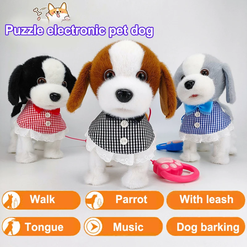 2024 New Electric Electronic Pet Dog Toy Licking Toy Walking Singing Learning Toy Educational Toy with Traction Rope