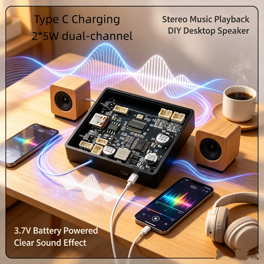 DC 5V Tws Stereo Bluetooth Power Amplifier Board Dual Channel 2x10w Sound Module DIY Car speakers Type C Port