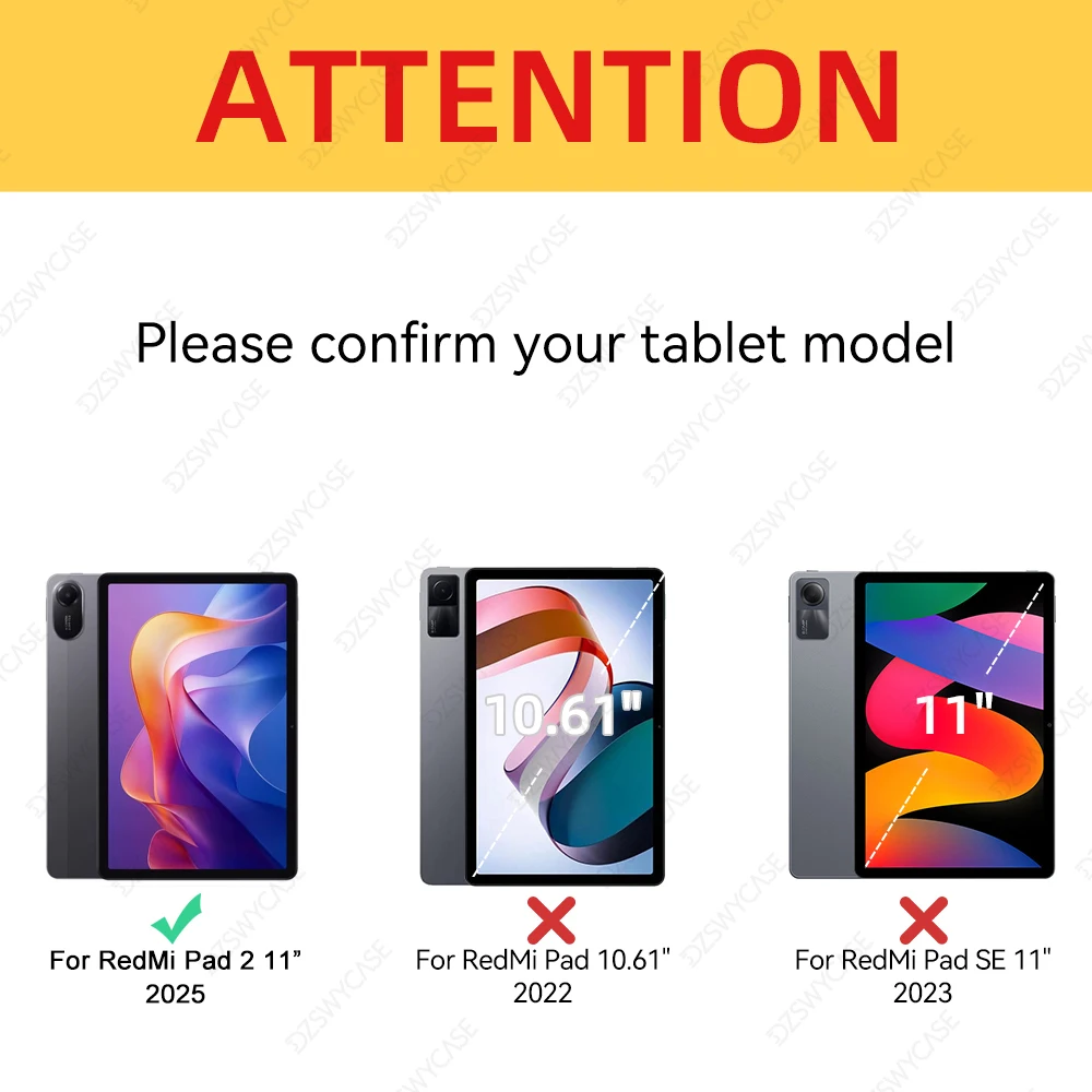 Silicone Case for Xiaomi Redmi Pad 2 11 Inch 2025, Ultra Thin Trifold Stand PU Leather Protective Cover, Auto Sleep / Wake