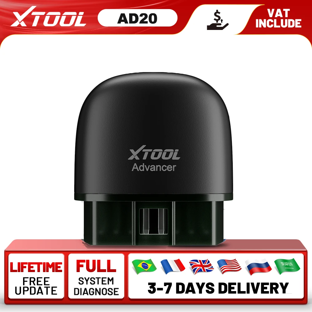 XTOOL Advancer AD20 Car OBD2 Scanner Code Reader Diagnostic Tool for iPhone Android Check Engine Light Smog Check Full OBD2