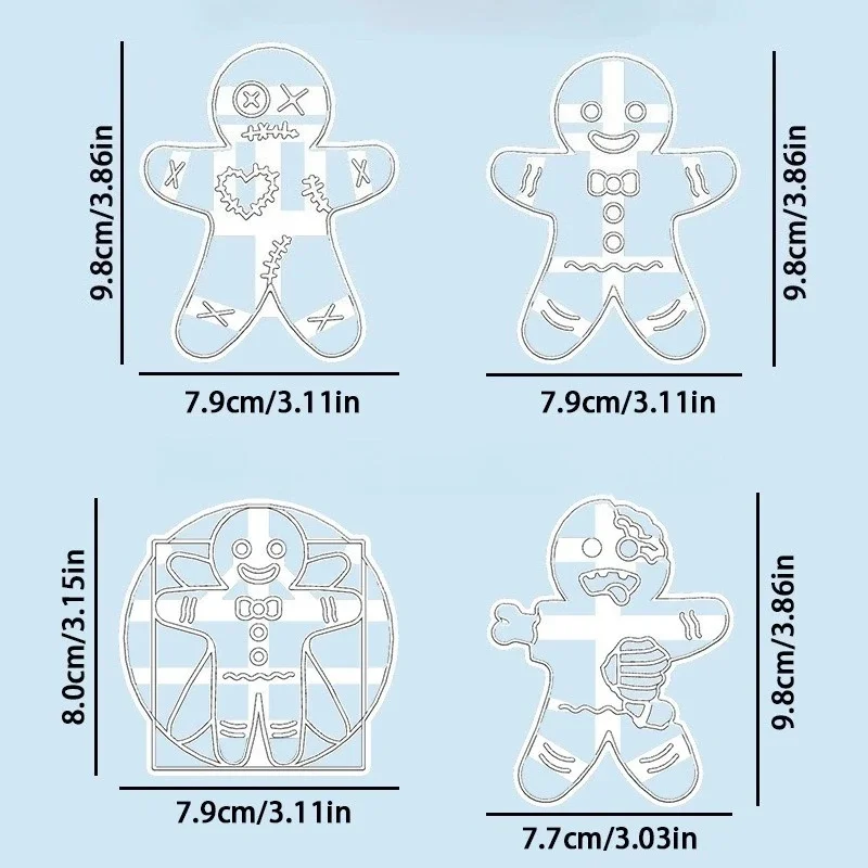 1/2pcs Baking Tools Christmas Collection Plastic Cookie Cutter Mold Gingerbread Man Cookie Mold