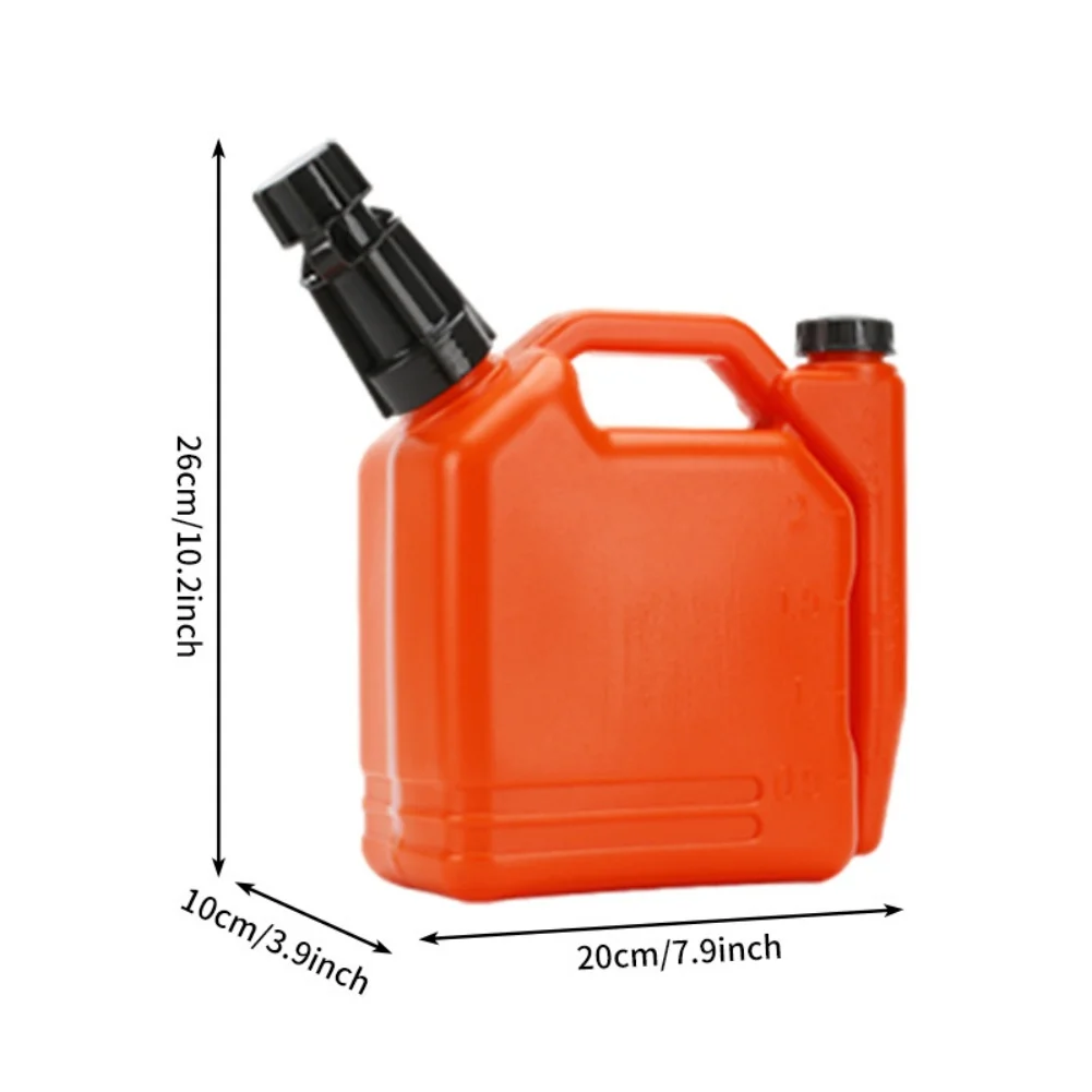 2L Fuel Mixing Container 20 1 To 50 1 Ratio Bottle For 2 Cycle Engine Gas Oil Blending Jug With Long Spout White Orange