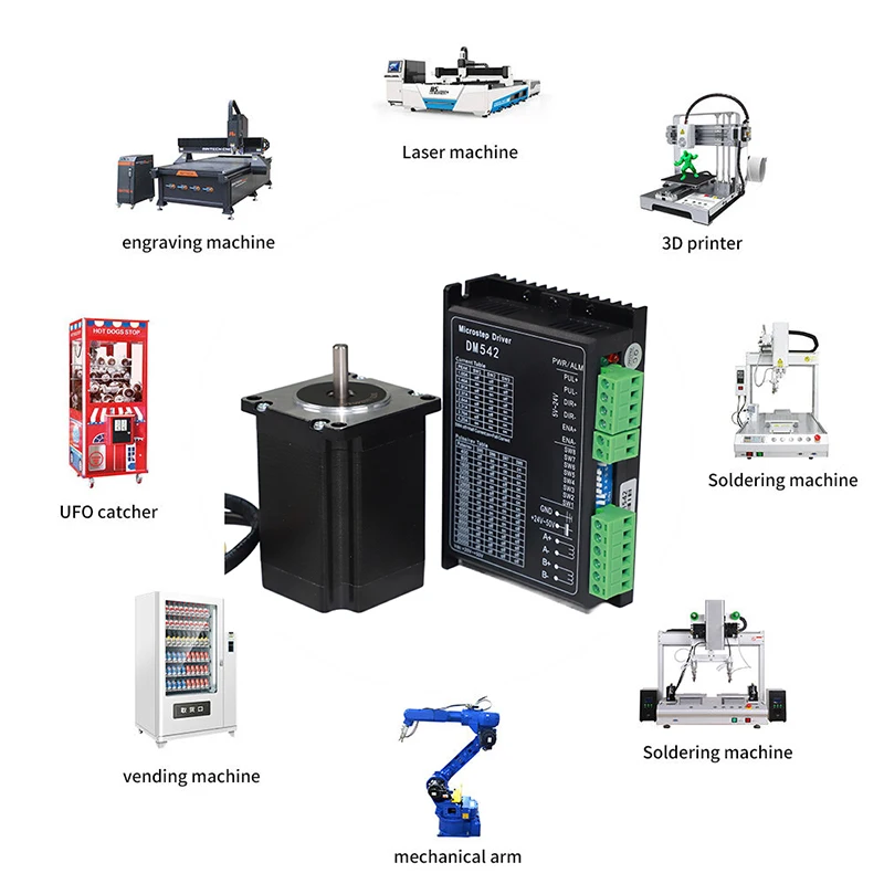 EMTECH High Quality Hybrid Open Loop Stepper Motor NEMA 23 57*76mm 2-Phase with Driver for Robots