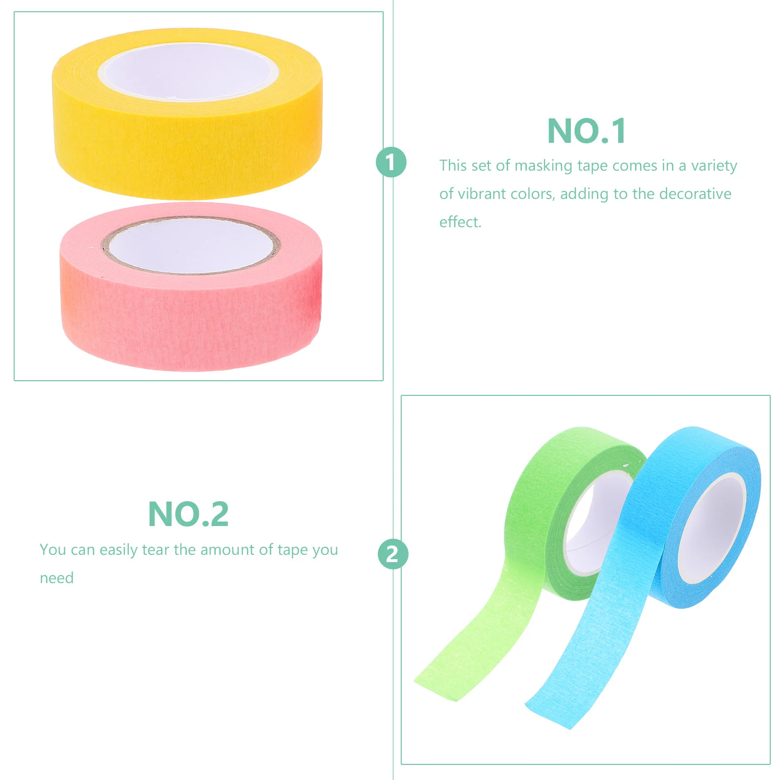 5 Rolls Colored Masking Tape High Adhesive Strong Hold for Notebooks Journals Photos DIY Crafts Scrapbooking