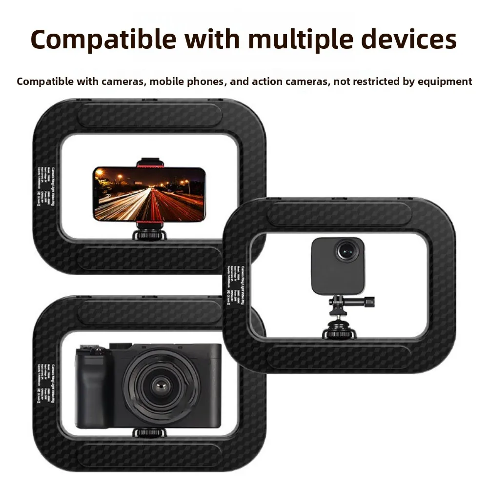 Practical Handheld Selfie Fill Light Rechargeable Adjustable LED Video Light with Clamp Three-color Phone Fill Light Outdoor