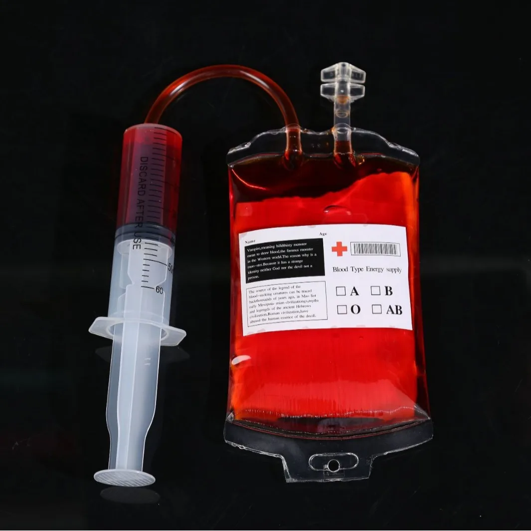 Transparent Food Grade PVC Drink Bag Vampire Blood Bag Cosplay Pouch Props Halloween Party Decoration Supplies Cocktail Set