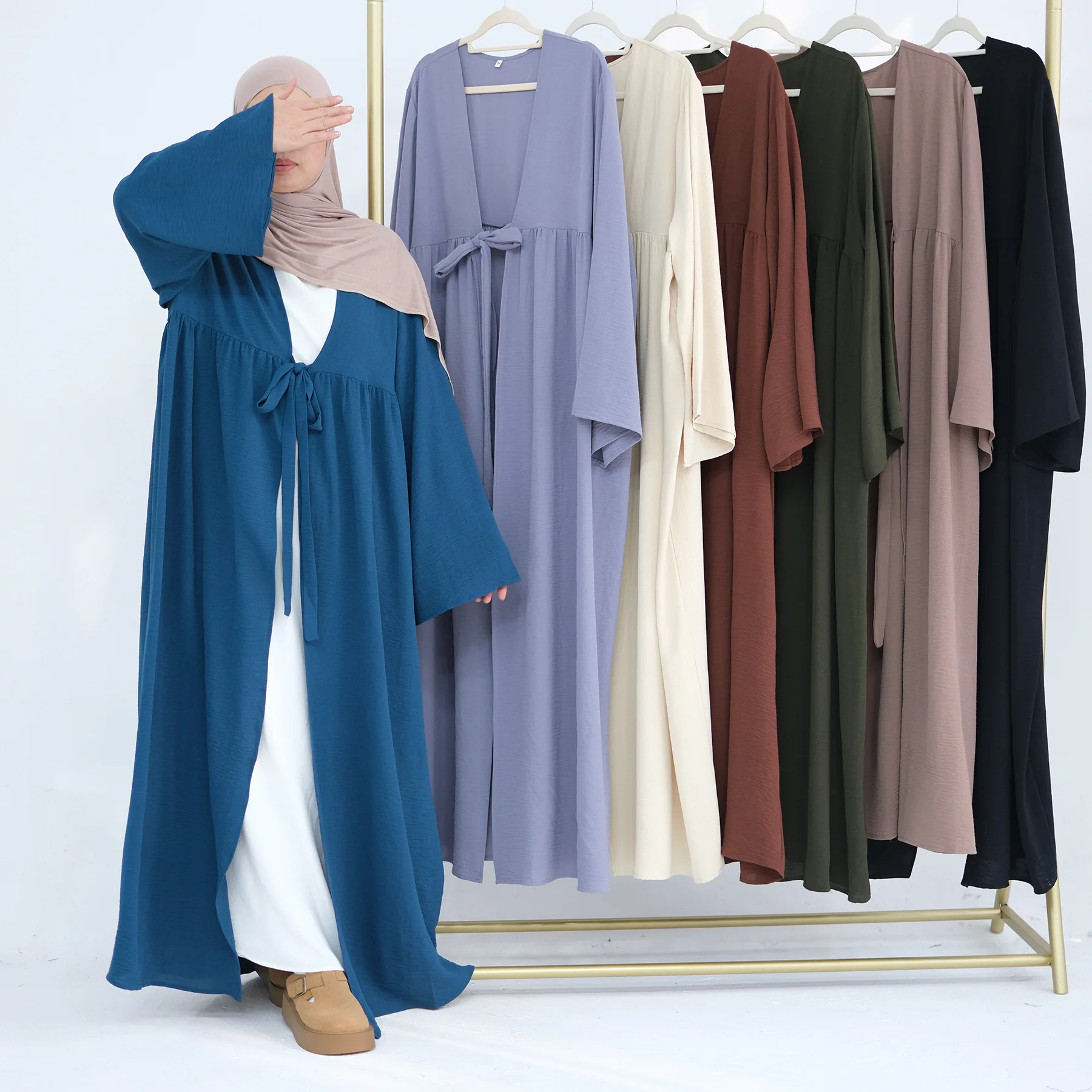 Ramadan Eid Kimono Offene Abayas für Frauen Muslimischen Kleid Türkei Kaftan Robe Femme Musulmane Vestidos Islamischen Jalabiya Dubai Kaftan