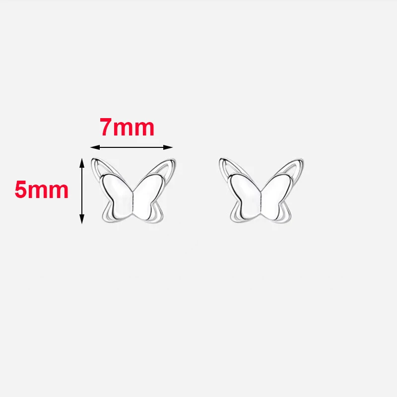 Real 925 Sterling Silver Butterfly Mini Stud Earrings For Women Classic Insect Fine Jewelry Minimalist Accessories