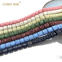 Good Quality Natural Cylinder Volcanic Lava 10 Color Spacer Stone Beads For Jewelry Making Diy Bracelet Accessories 6x6mm 8x8mm