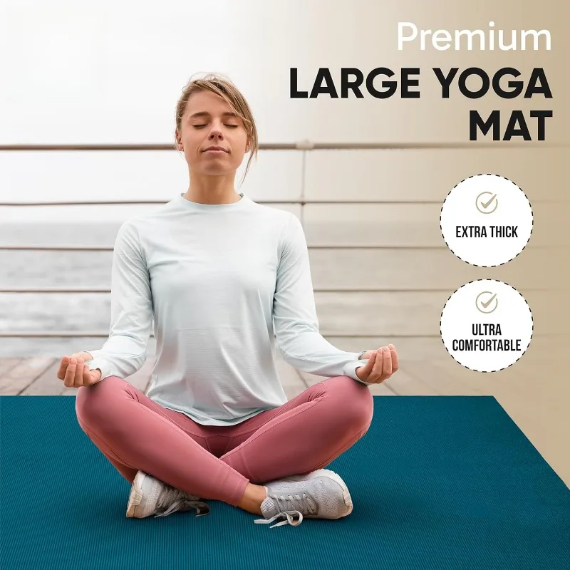 Extra large  extra thick  extra comfortable  non-slip barefoot exercise mat for any floor  suitable for stretching aerobics