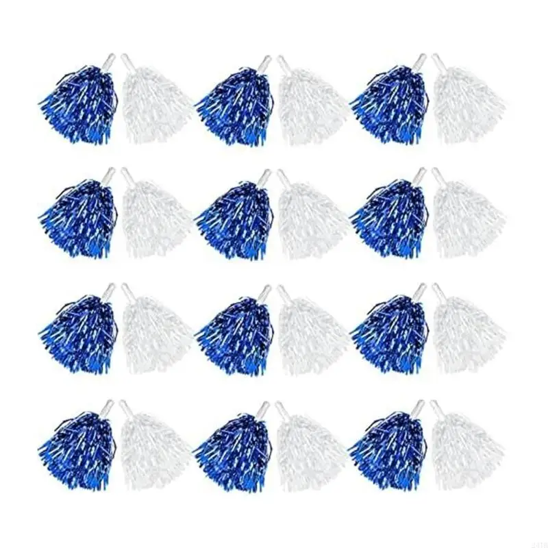Pack of 24 Cheerleader Pompoms With Plastic Handle For Sports Event And Dance Performances Shines Cheerleading Poms Poms 
