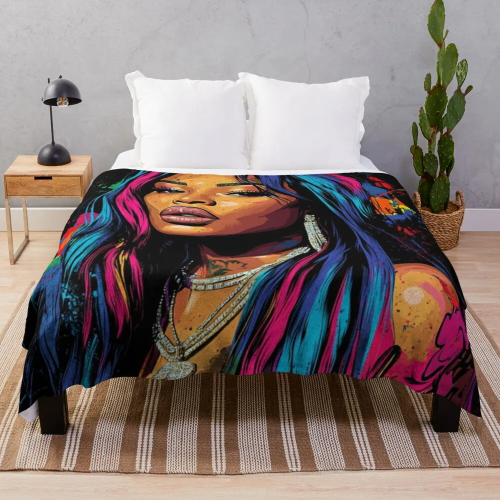 

Megan Thee Stallion: Bold Pop Art Throw Blanket Winter beds sofa bed Sofa Blankets