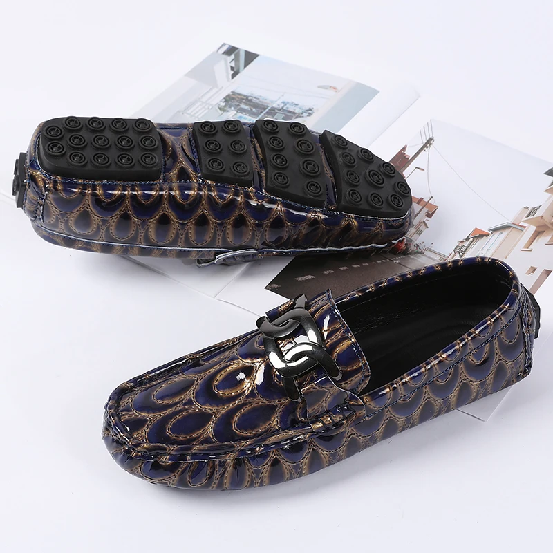 Men's Textured Patterned Loafers, Men's Daily Casual Slip-On Footwear, Men's Tough Construction Wear-Resistant Footwear