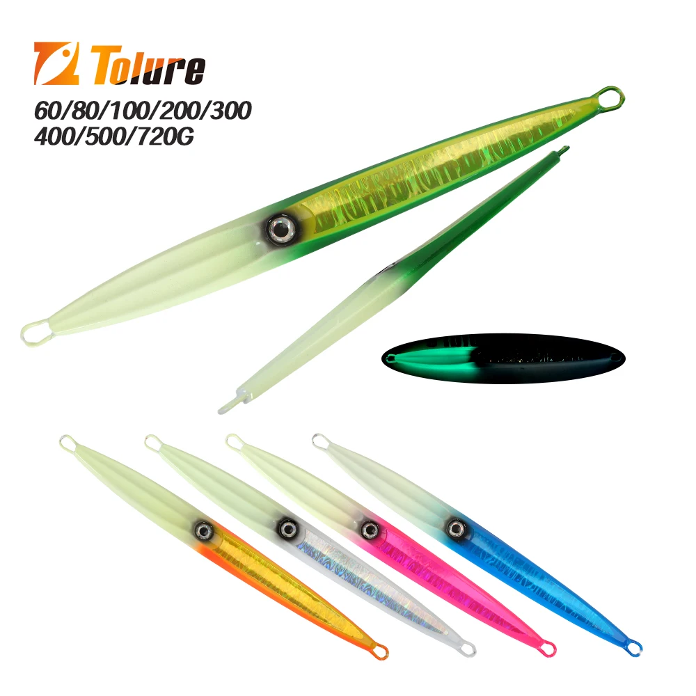 TL 60g80g100g200g300g400g500g720g Deep Sea Metal Jig Fishing Jigbait Spoon Baits Jig Lure Pencil Fast Sinking Fishing Tackle